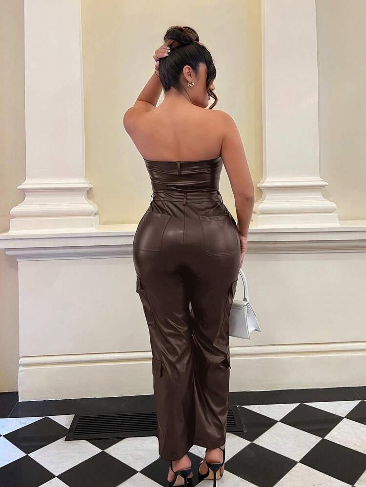 Women'S Pu Tube Jumpsuit