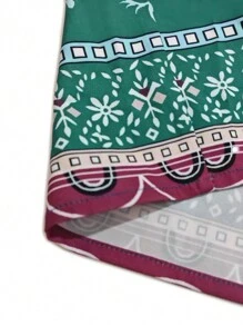 Plus Size Flower Print Casual Pants - Multicolor - View 3