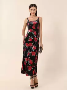 SHEIN Privé Quý cô Giường đôi In Da lộn Đầm trượt băng - Nhiều màu - Xem 7