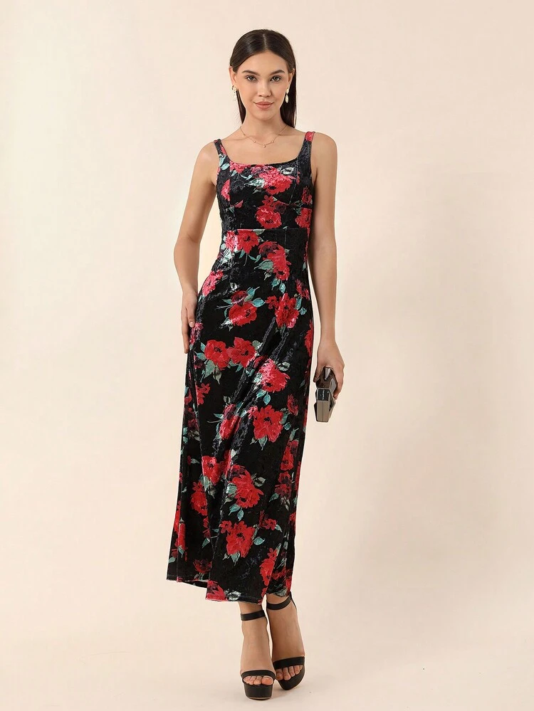 Ladies' Full Print Suede Skater Dress