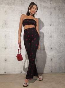 SHEIN Tall Của phụ nữ Tim In 2 cái/bộ - màu đen - Xem 6