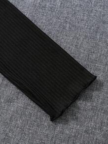 Tween 女孩純色立領休閒簡約 T 卹套裝,3 件 - 彩色 - 查看 7