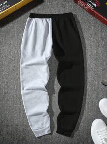 Manfinity LEGND Men's Sweatpants With Letter Emoticon And Color Block, Goth Sweatpants, For Rave - Multicolor - View 2