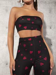 SHEIN Tall Của phụ nữ Tim In 2 cái/bộ - màu đen - Xem 4