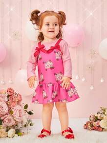 Baby Girl'S Fun & Versatile Printed Winter Outfit Set - Pink - View 6