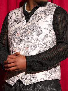 Manfinity VCAY Men'S Plus Size Printed Casual Suit Vest - Apricot - View 3