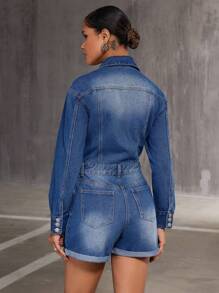 SHEIN BAE Women'S Denim Romper - Blue - View 2