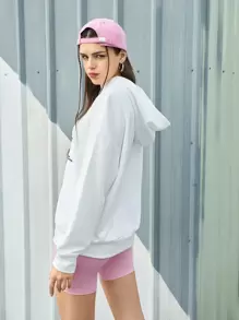 SHEIN Sports Sweat-shirt De Sport À Capuche Imprimé Animal Et Slogan Pour Femme - Blanc - Voir 2