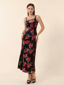 SHEIN Privé Quý cô Giường đôi In Da lộn Đầm trượt băng - Nhiều màu - Xem 2