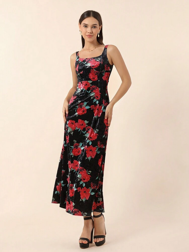 Ladies' Full Print Suede Skater Dress