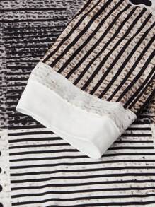 Manfinity LEGND 男士休闲拼布印花长袖半扣都市 Polo 衫，秋季