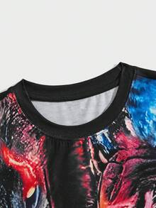 Manfinity LEGND Nam con hổ In Ngắn tay Áo thun Và Bộ quần short - màu đen - Xem 4