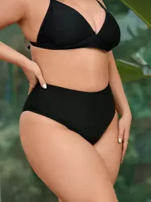 Swim Lushoire Summer Beach Plus Size Women's Solid Color Bikini Swim Bottoms