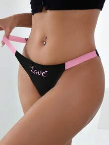 SHEIN 3pcs/Set Letter Printed Colorblock Trim Triangle Panties - Multicolor - View 4