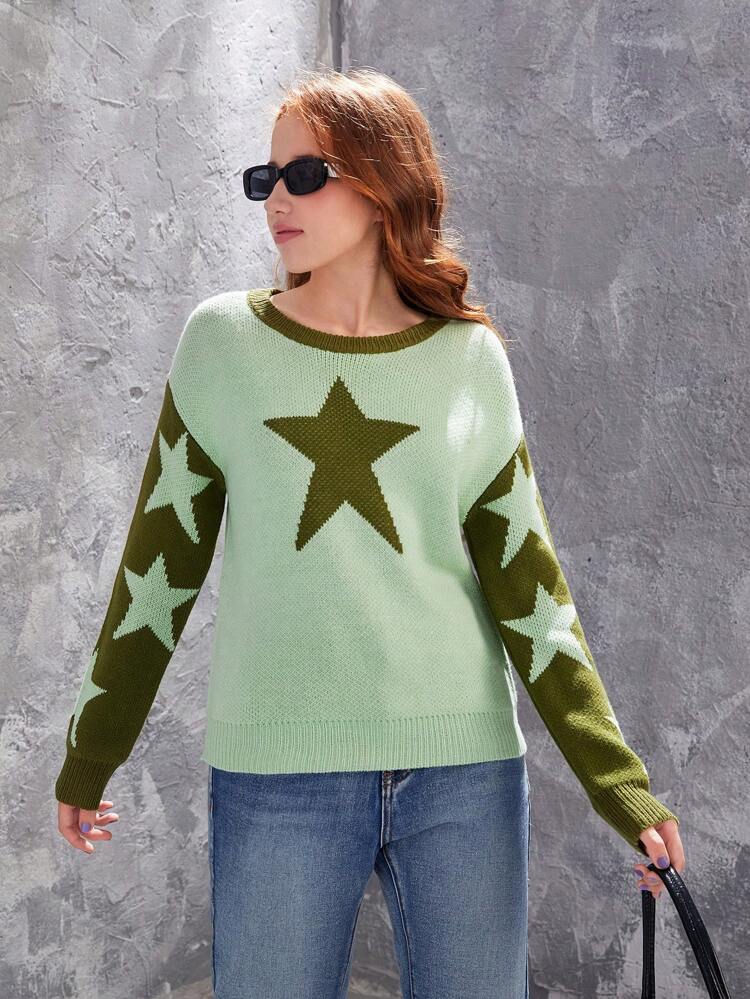 Teen Girl Star Pattern Sweater