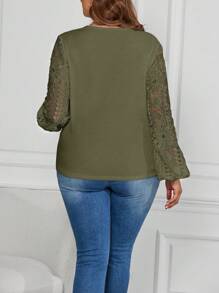 SHEIN Clasi Lace Stitching Plus Size Women'S T-Shirt