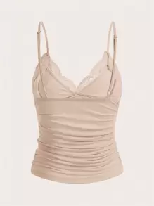 SHEIN ICON Women's Lace Patchwork Ruffled Y2k Camisole Top