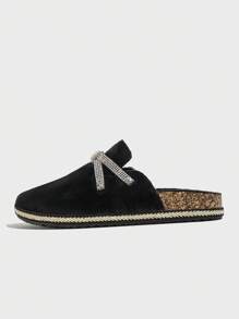 roulvxiang Nouveaux sandales et mules à motif liège à micro-talon bohème pour l'automne et l'hiver, convenant pour les déplacements quotidiens, les plates-formes, les mules - Noir - Voir 3