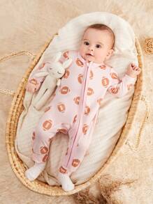 Baby Girls' Pink Rugby Style Jumpsuit - Pink - View 6