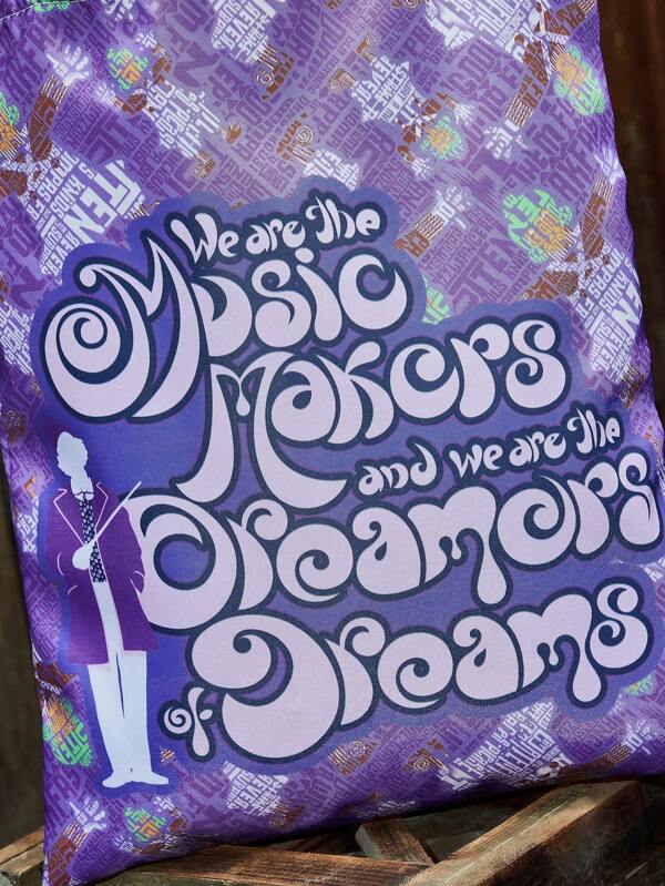 Willy Wonka and the Chocolate Factory X ROMWE レタープリント ダブルハンドルショッパーバッグ