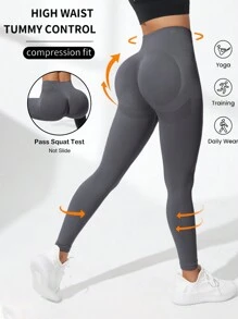 Easithlete Seamless High-Stretch Sports Leggings Yoga Women Pants - Dark Grey - View 3
