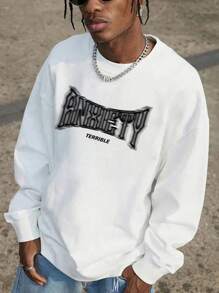 男士字母印花衛衣 - 白色 - 查看 1