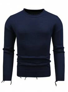 Manfinity Homme 男款長袖毛衣 - 寶藍色 - 查看 1