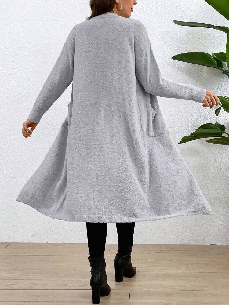 Plus Size Women'S Cardigan With Double Pockets