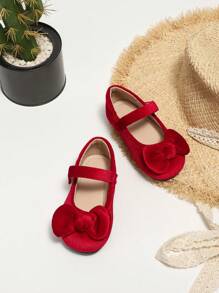 新款秋冬女童公主柔軟底寬鬆休閒舒適鞋，紅色，可愛時尚嬰兒跳舞鞋 - 紅色 - 查看 3