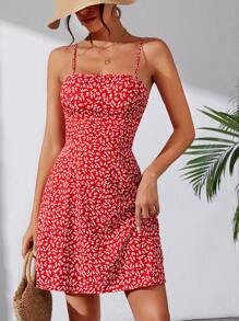 SHEIN Tall Women'S Spaghetti Strap Floral Print Sundress