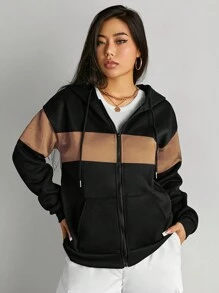 SHEIN EZwear Của phụ nữ Khối màu Dây rút Hoodie - Nhiều màu - Xem 5