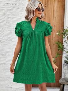 SHEIN LUNE Vestido Recto Con Mangas Con Volantes Para Mujer