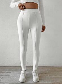 SHEIN Unity 女式纯色保暖内衬紧身裤 - 白色 - 查看 3