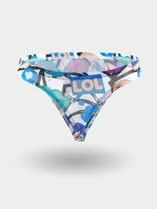 Men's Letter Printed Thong Briefs Sexy Underwear - Multicolor - View 2