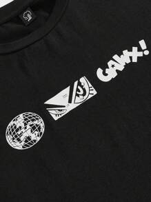 GAWX Artist Men Letter Graphic Tee, For Holiday, Vacation, Festival - Black - View 3