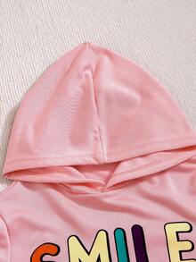 SHEIN 2 件/套 Tween 女孩卡通印花休閒連帽衫和運動褲 - 粉色 - 查看 5