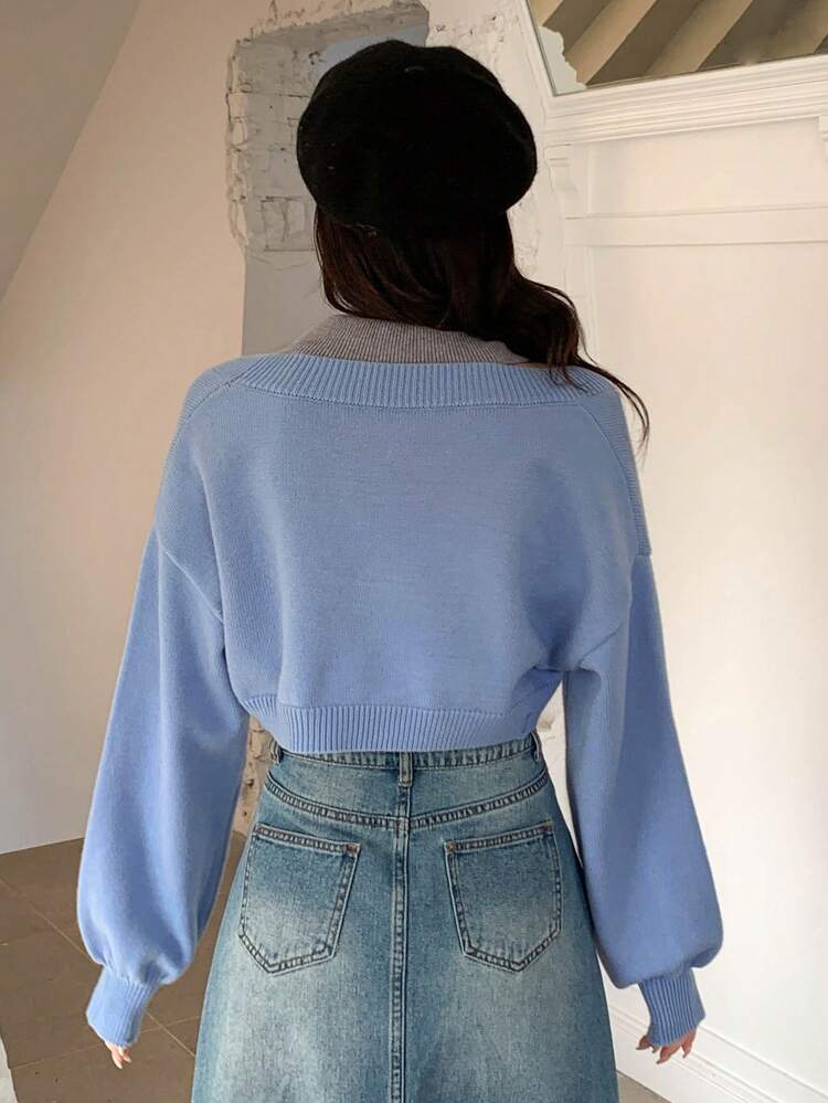 Women'S Drop Shoulder Long Sleeve Cropped Sweater And Ribbed Tank Top Two Piece Set,Fall Clothes