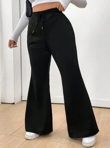 Sunspun 秋冬款大码纯色保暖内衬休闲运动裤 - 黑色 - 查看 6