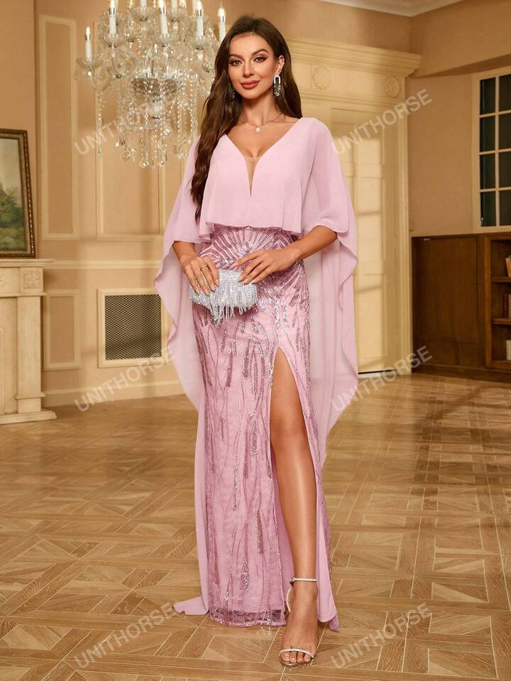 パーティードレス Sequinned Asymmetric Ruffle Cotton Dress gzz60584_pink_xl?w=537&qlt=