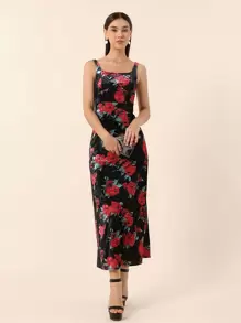 SHEIN Privé Quý cô Giường đôi In Da lộn Đầm trượt băng - Nhiều màu - Xem 5