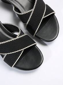 Của phụ nữ Thoải mái & Giải trí Đen Dệt Ngoài trời Dày Gót chân Dép xăng đan - màu đen - Xem 5