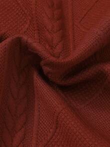 Tween 女孩純色連帽上衣和褲子套裝 - 棕色 - 查看 5