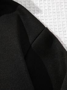 SHEIN Cô gái Tween Hoa In thư Áo nỉ có mũ - màu đen - Xem 4