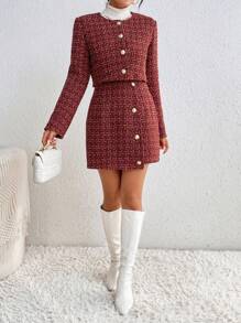 SHEIN Privé Tweed Bộ - Đỏ - Xem 6