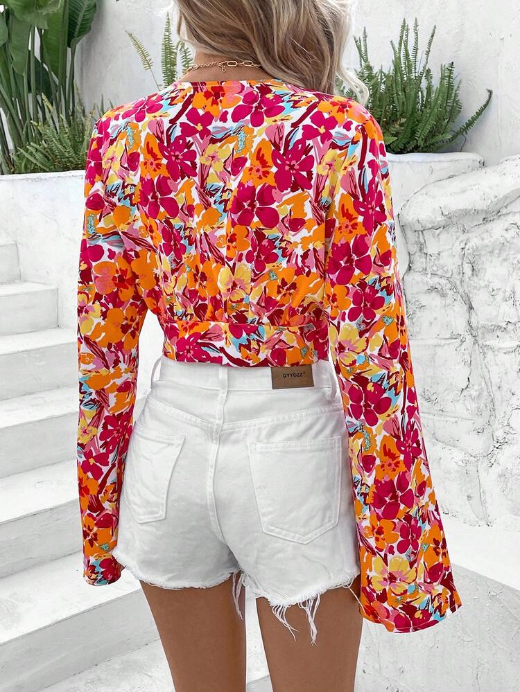 Women'S Floral Printed Lace Patchwork Shirt