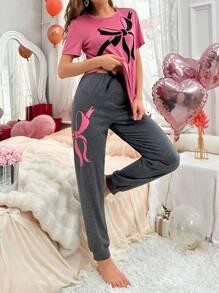 SweetSlumber Set de pijamale cu imprimeu bowknot