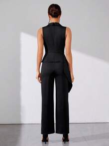 SHEIN Tall Mono Sin Mangas Con Ribete De Volantes Para Mujer