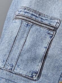 SHEIN Young Boy Solid Color Short Sleeve T-Shirt And Denim Effect Vest And Pants 2pcs Set