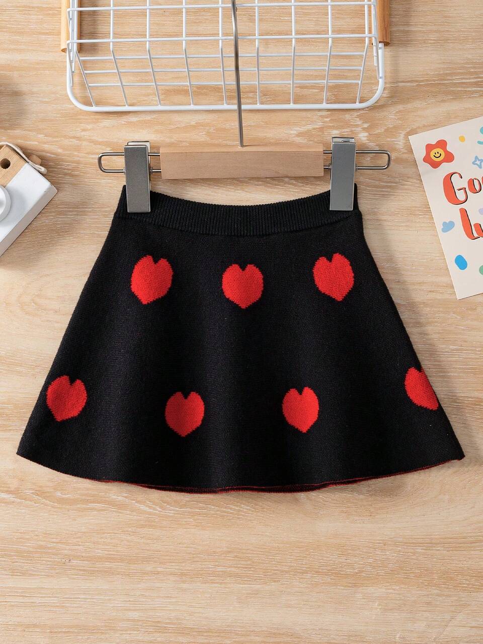 Baby Girl Heart Pattern Sweater Skirt