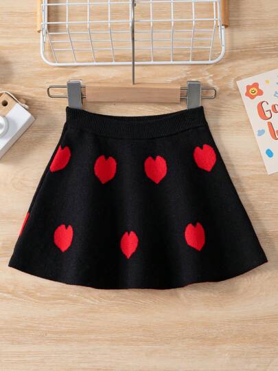 Baby Girl Heart Pattern Sweater Skirt